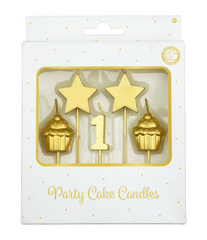 Kaarsjes 1 Jaar Cupcake Goud