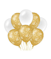 Ballonnen 40 Jaar Wit Goud 8st