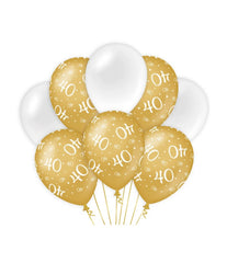 Ballonnen 40 Jaar Wit Goud 8st
