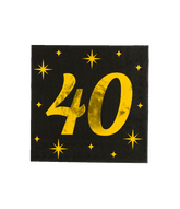 40 Jaar Servetten Zwart Goud 16st