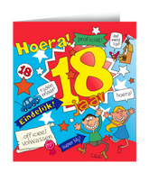 Verjaardagskaart 18 Jaar Cartoon 16,5cm
