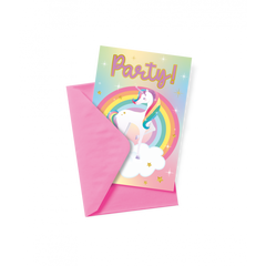 Uitnodigingskaarten Eenhoorn 6 Stuks Inclusief Envelop
