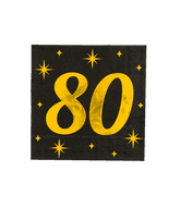 80 Jaar Servetten Zwart Goud 16st