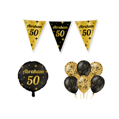 Abraham Verjaardag Versiering Pakket Zwart Goud