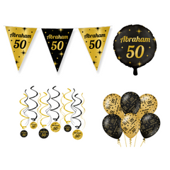 Abraham Verjaardag Versiering Pakket Zwart Goud