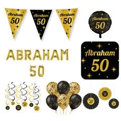 Abraham Verjaardag Versiering Pakket XL Zwart Goud