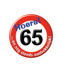Button 65 Jaar Verkeersbord 5,5cm
