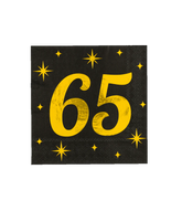 65 Jaar Servetten Zwart Goud 19cm 16st
