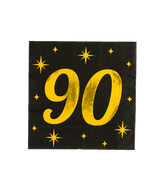 90 Jaar Servetten Zwart Goud 19cm 16st