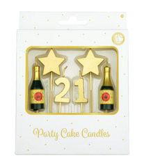 Kaarsjes 21 Jaar Champagne 17,5cm
