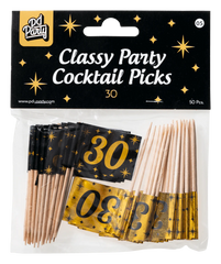 Cocktailprikkers 30 Jaar 6,5cm 50st