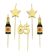 Kaarsjes 65 Jaar Champagne 17,5cm