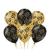Ballonnen 65 Jaar Goud Zwart 30cm 6st