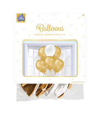 Ballonnen 30 Jaar Goud Wit 30cm 8st