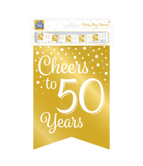 Banner 50 Jaar Goud Wit 6m
