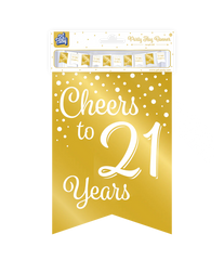 Banner 21 Jaar Goud Wit 6m