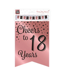 Banner 18 Jaar Roze Zwart 6m