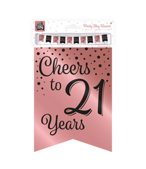 Banner 21 Jaar Roze Zwart 6m