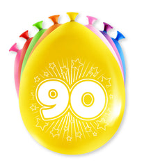 Ballonnen 90 Jaar Hoera 30cm 8st