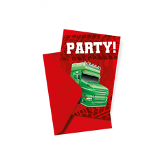 Uitnodigingskaarten Trucks 6 Stuks Inclusief Envelop