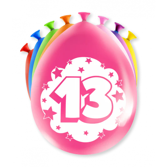 Ballonnen 13 Jaar Meerkleurig 8st