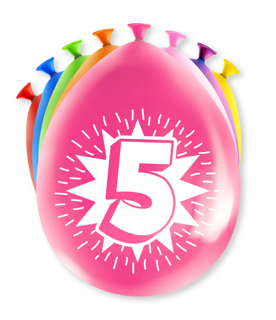Ballonnen 5 Jaar Hoera 8st