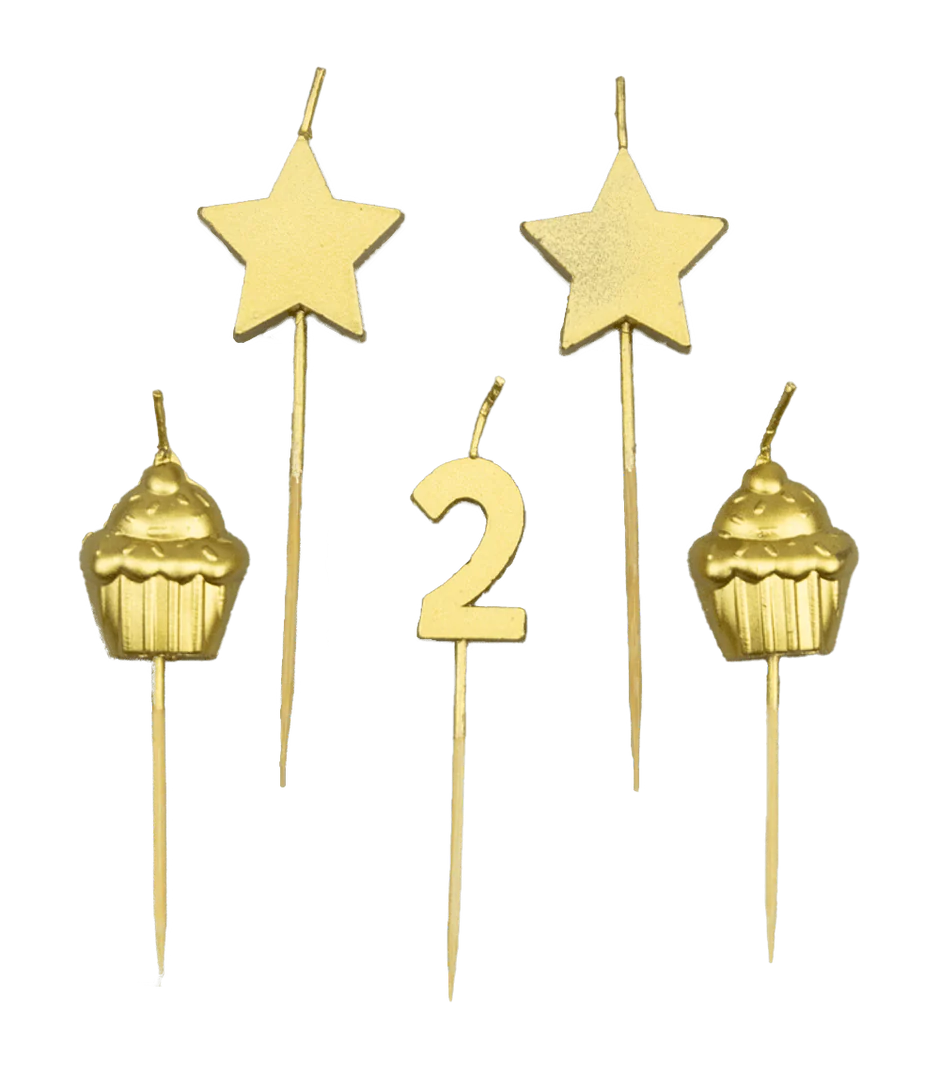 Kaarsjes 2 Jaar Cupcake Goud