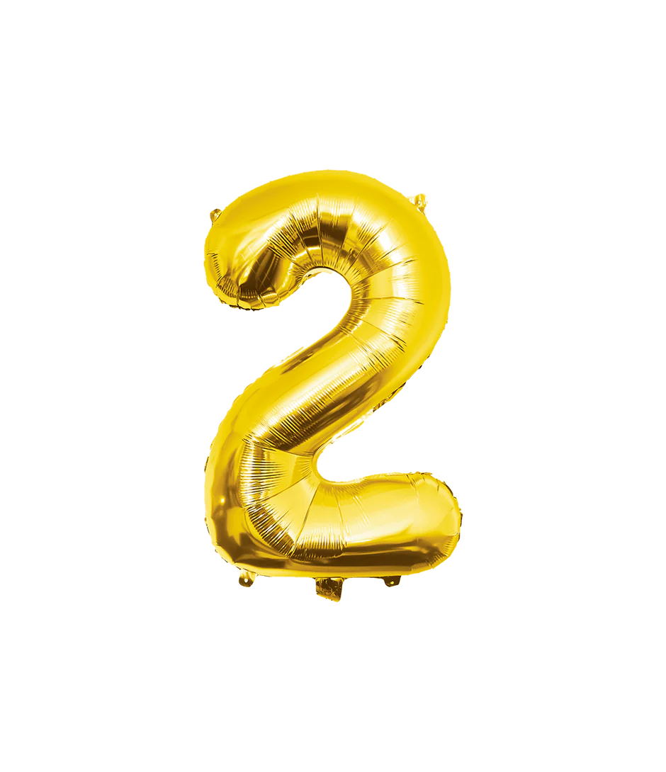 2 Jaar Cijfer Ballon Goud Leeg