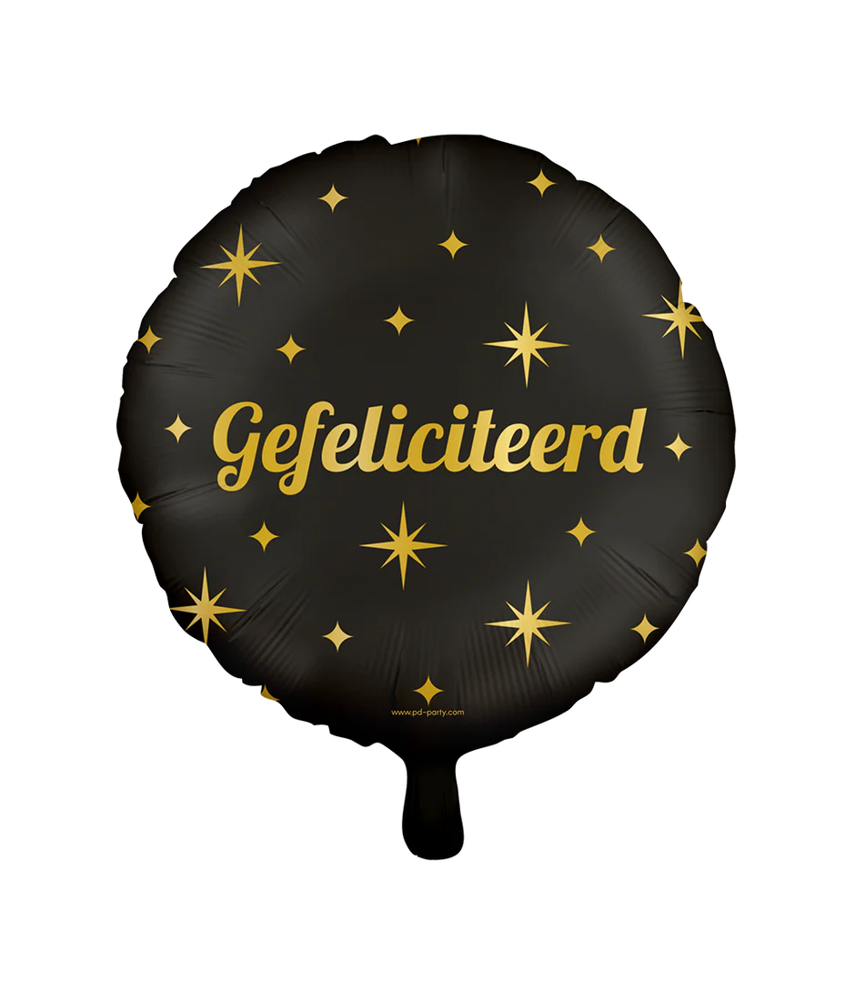 Gefeliciteerd Helium Ballon Goud Zwart