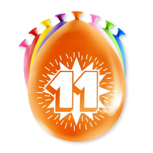Ballonnen 11 Jaar Meerkleurig 8st