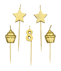 Kaarsjes 8 Jaar Cupcake Goud