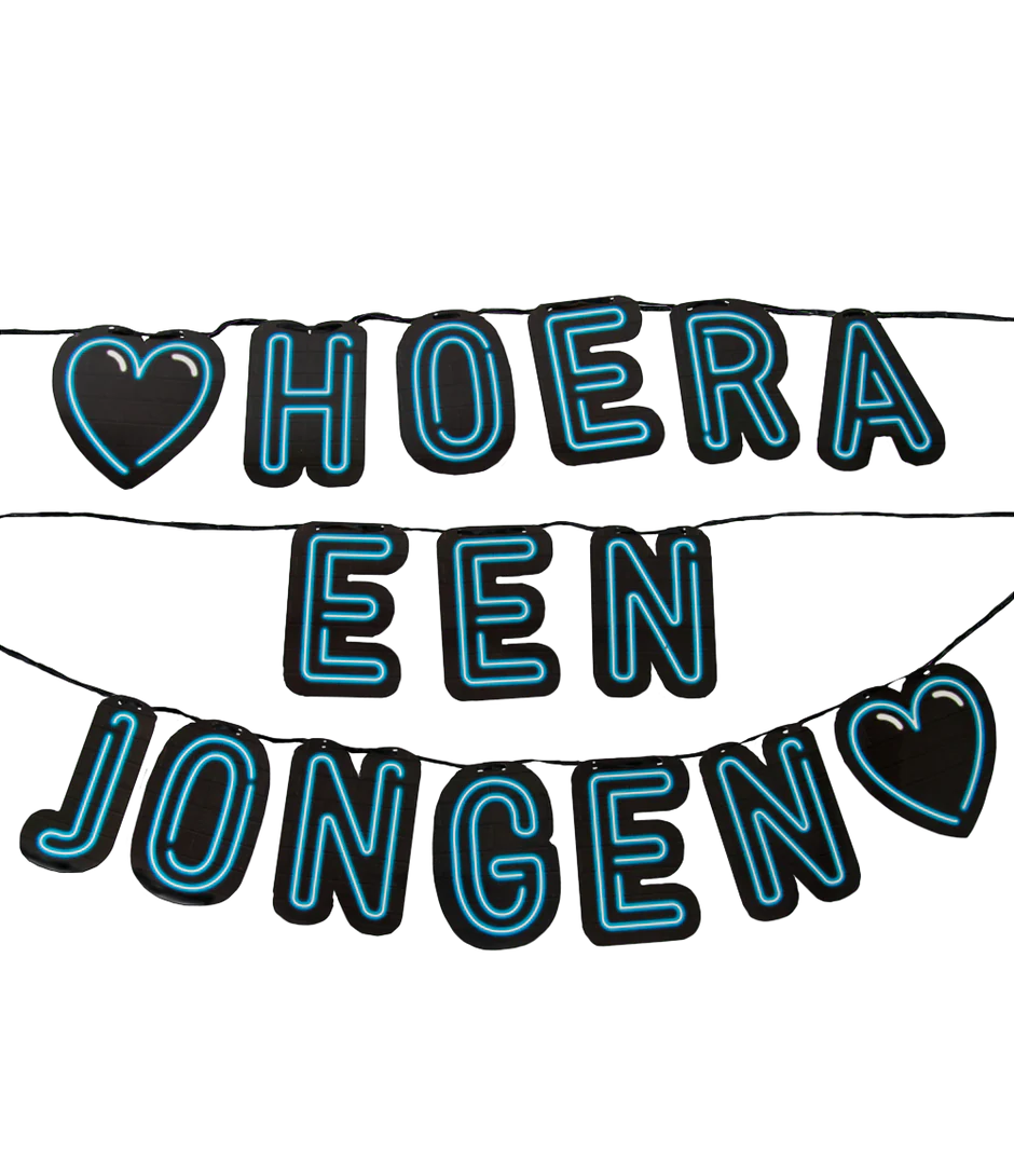 Geboorte Letterslinger Hoera een Jongen Neon 5m