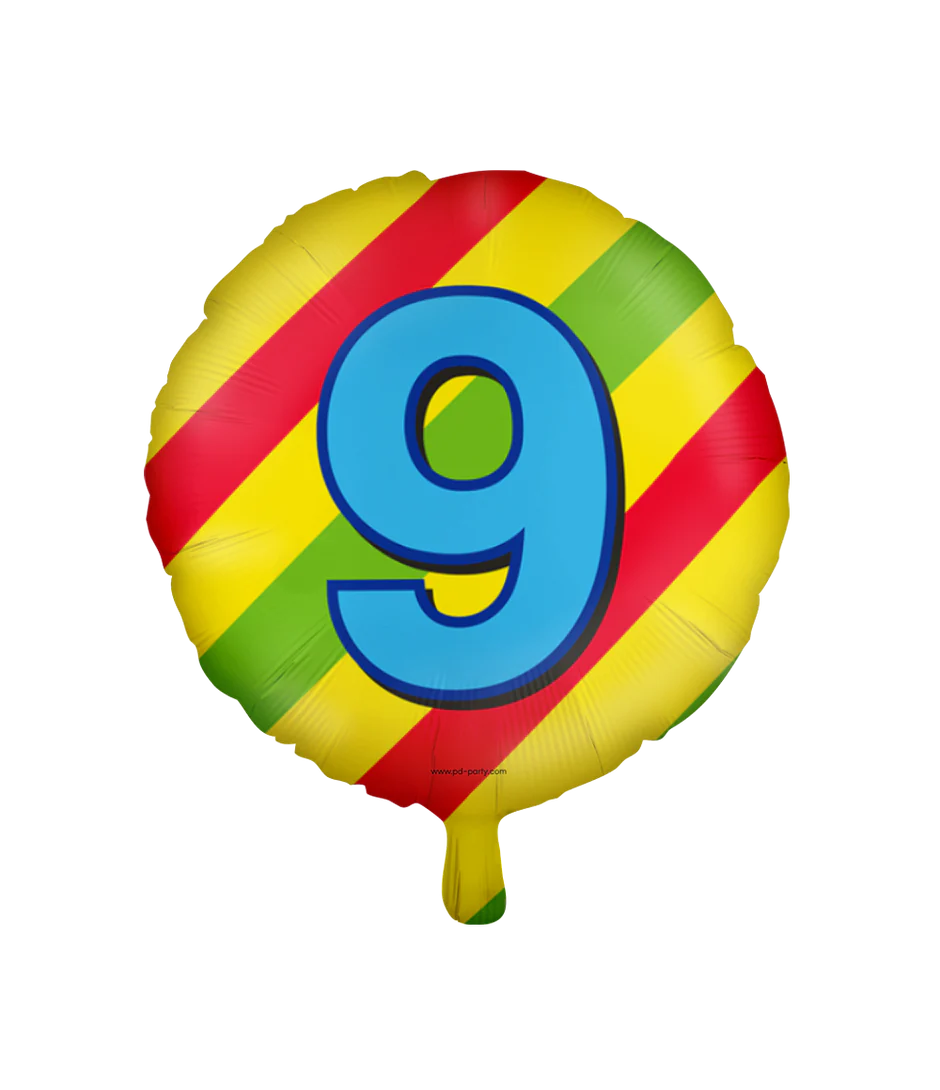 Helium Ballon 9 Jaar Gekleurd