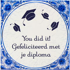 Tegels delfts blauw Geslaagd You did it