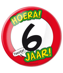 Button 6 jaar Verkeersbord