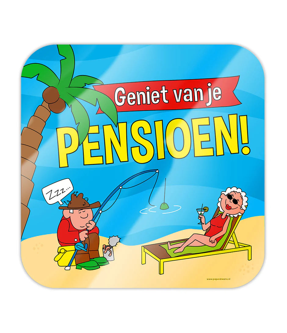 Deurbord Pensioen Cartoon