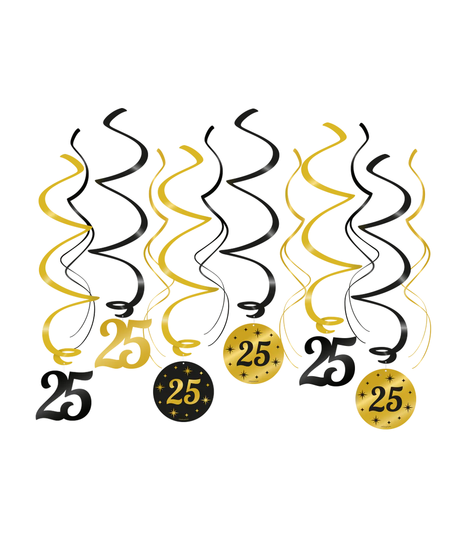 25 Jaar Hangdecoratie 12st 14cm