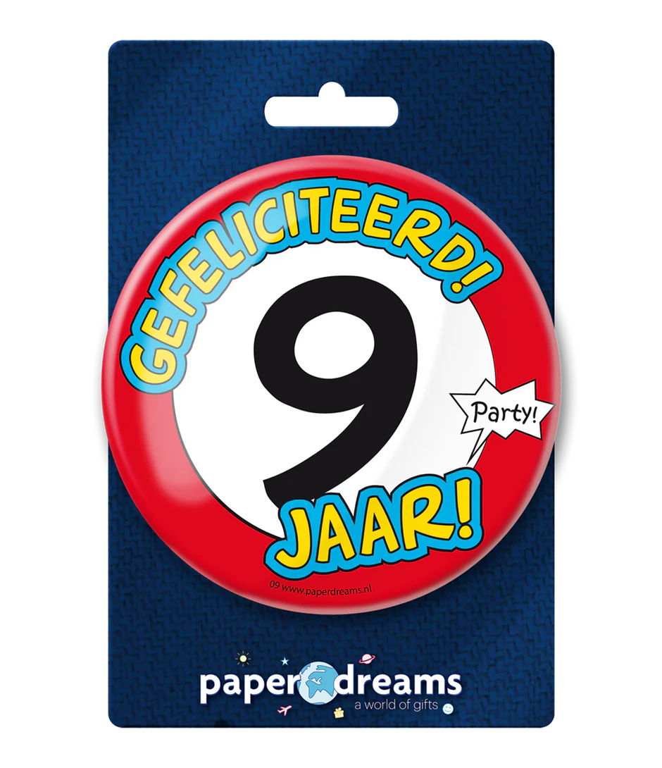 Button 9 jaar Verkeersbord