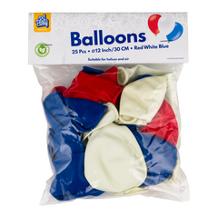 Ballonnen Rood Wit Blauw 25 Stuks