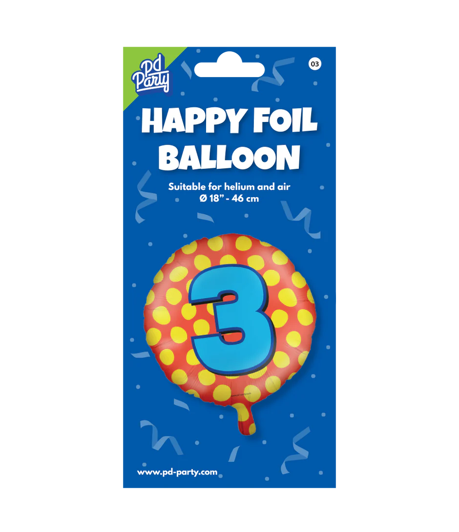 Helium Ballon 3 Jaar Gekleurd
