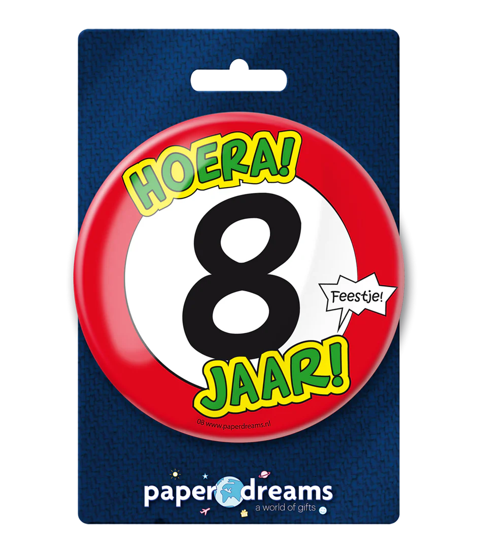 Button 8 jaar Verkeersbord