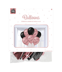 Ballonnen Congrats Roze Zwart 8st