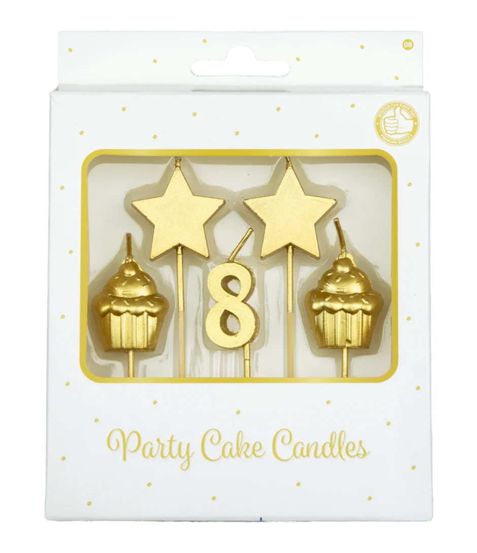 Kaarsjes 8 Jaar Cupcake Goud