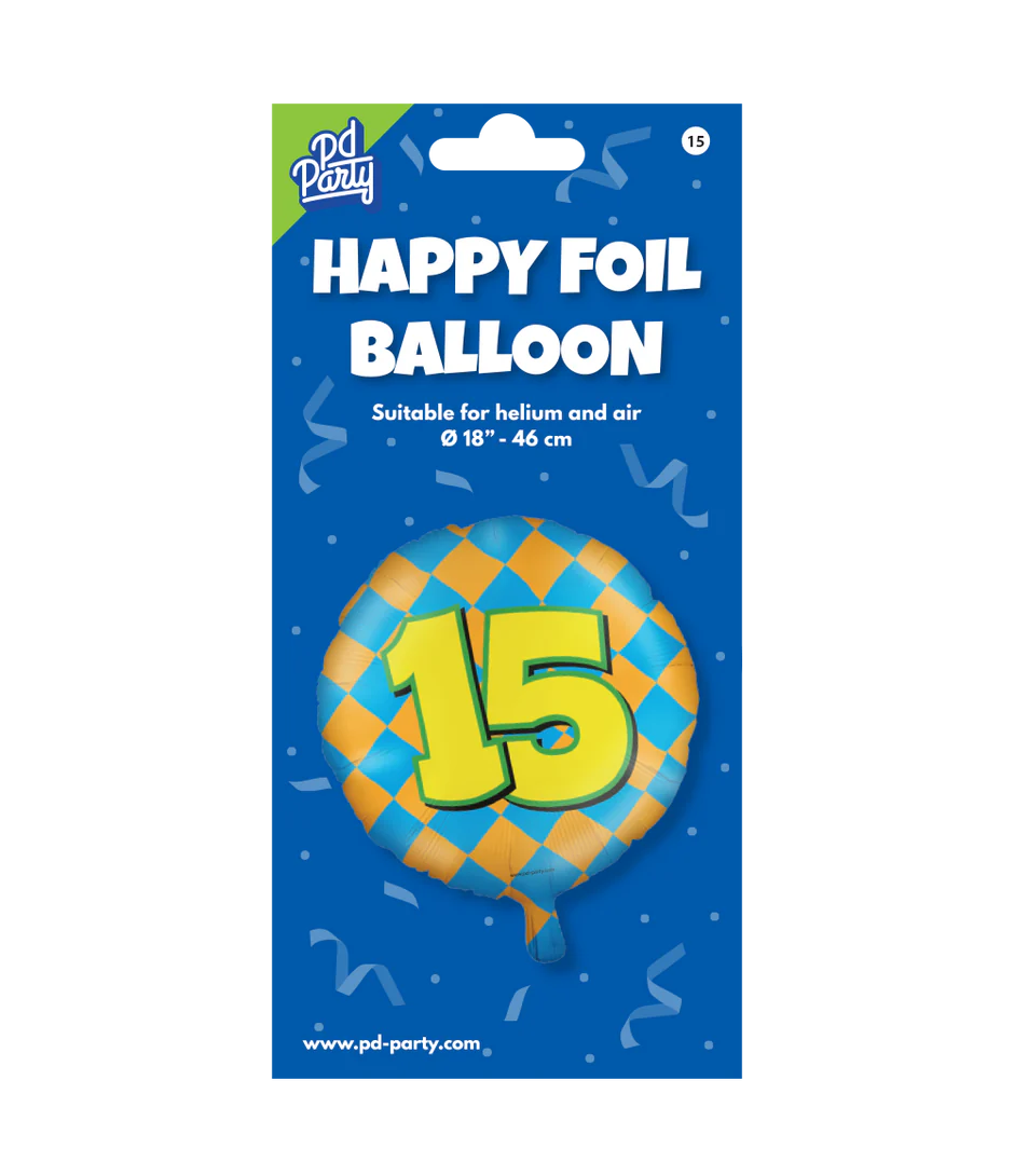 Helium Ballon 15 Jaar Gekleurd