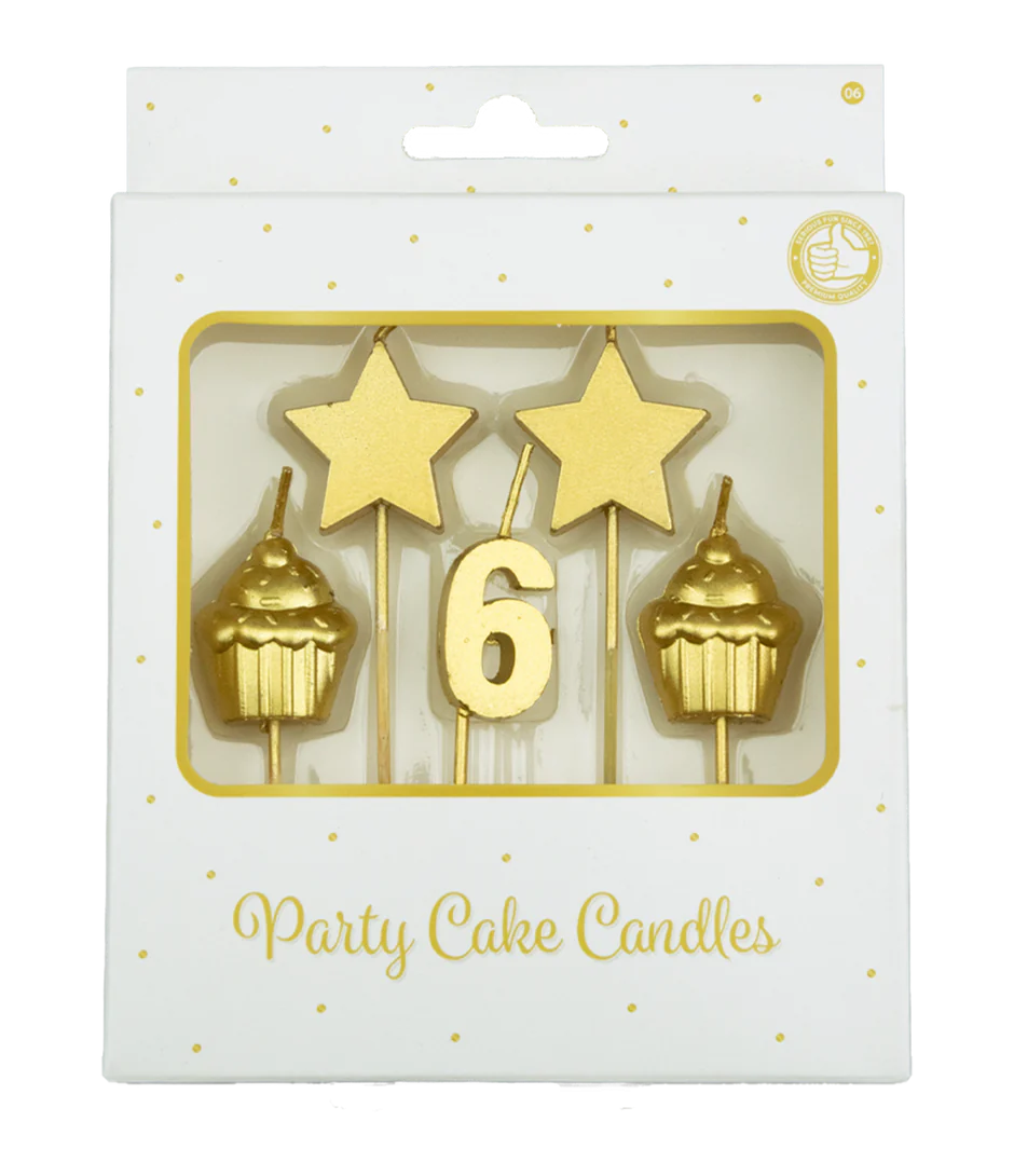 Kaarsjes 6 Jaar Cupcake Goud