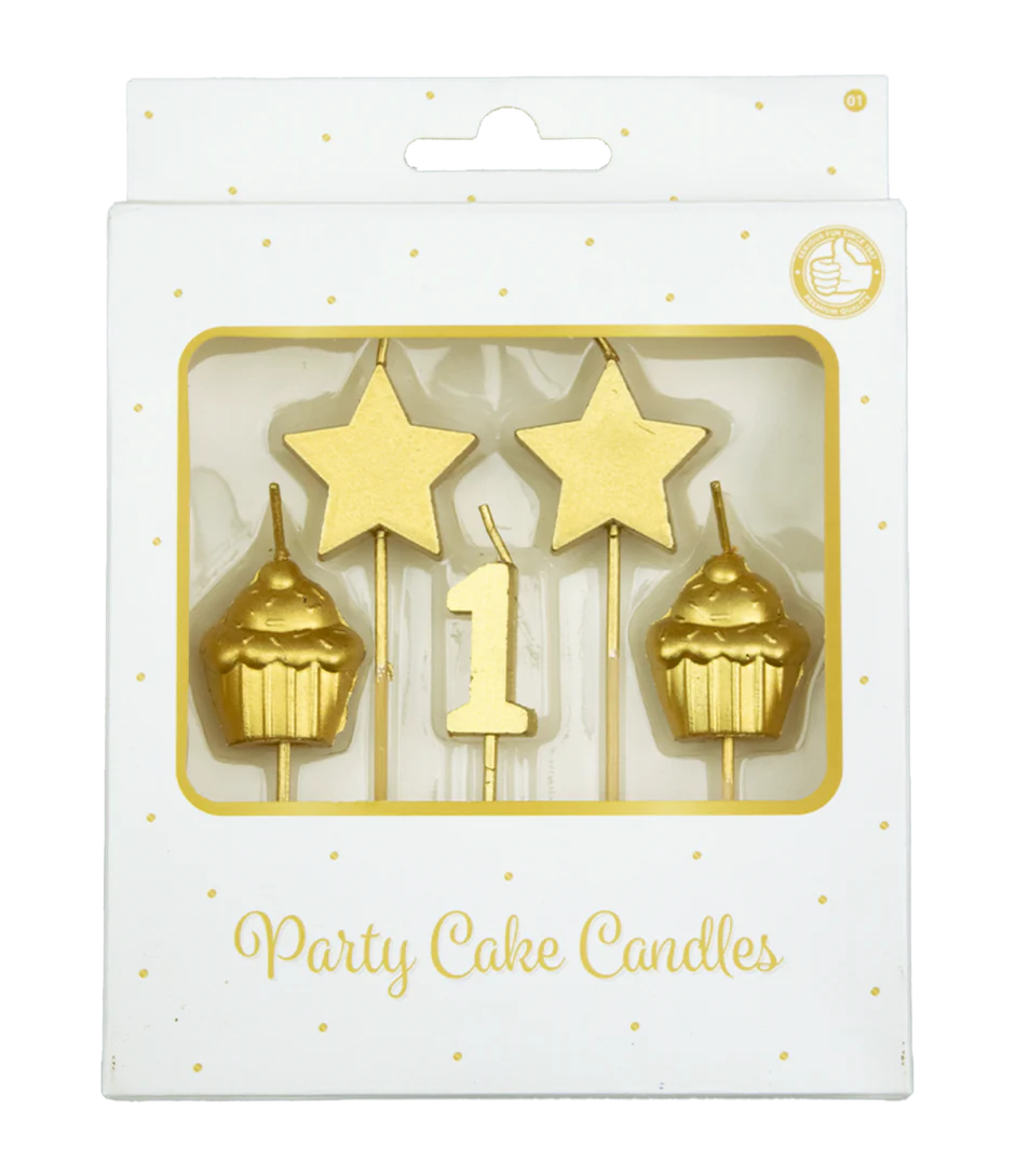 Kaarsjes 1 Jaar Cupcake Goud