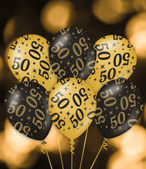 Ballonnen 40 Jaar Zwart Goud 6st