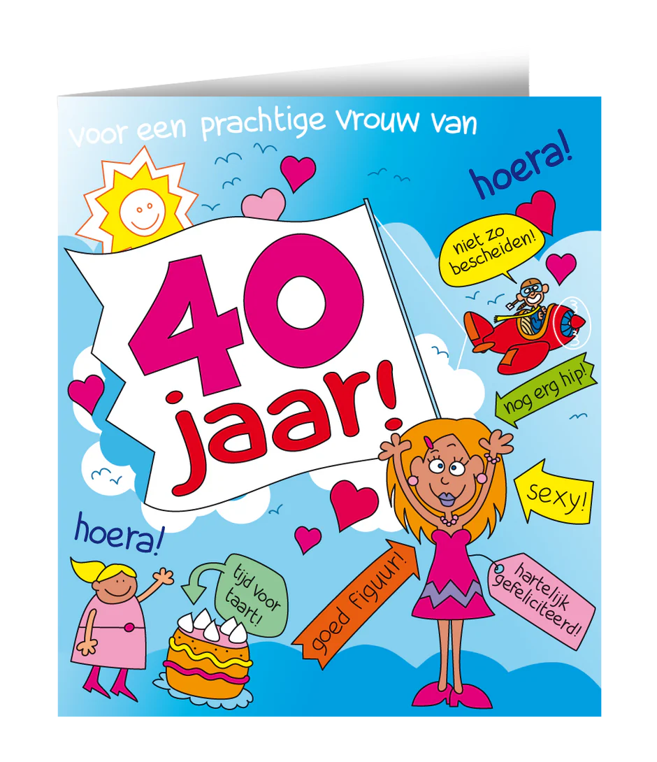 Verjaardagskaart 40 Jaar Cartoon Vrouw