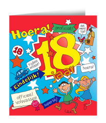 Verjaardagskaart 18 Jaar Cartoon 16,5cm