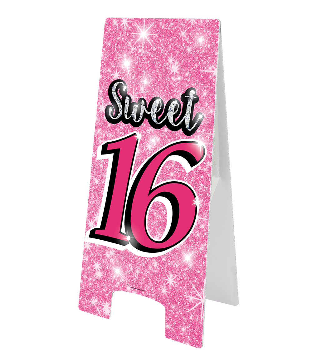 Warning Sign Sweet 16 Roze 62,5cm